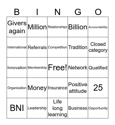 Visitors Day Bingo Card