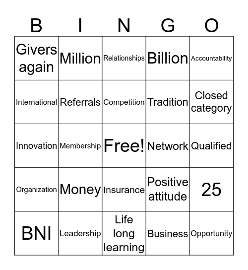 Visitors Day Bingo Card