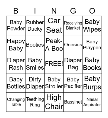 Baby Bingo Card