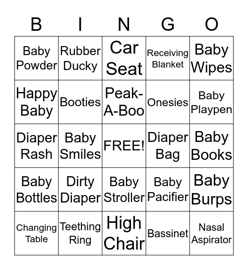 Baby Bingo Card
