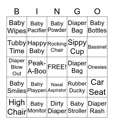 Baby Bingo Card