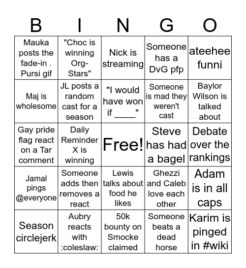 Orglumni Bingo Card