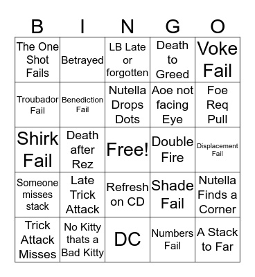 The Wipe Fest Bingo Card