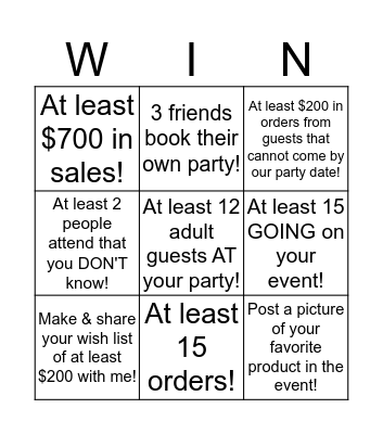 Wingo Bingo Card