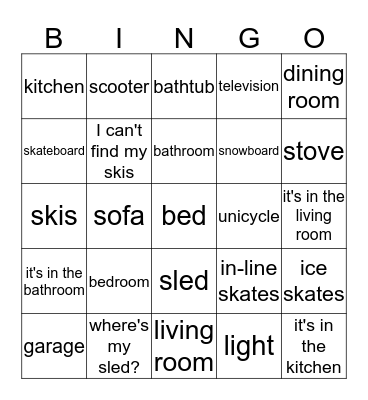 My Home Bingo Card