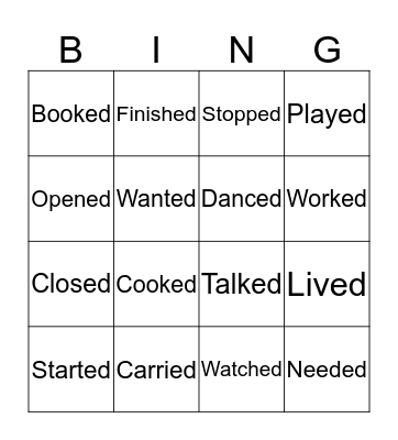Regular Verbs Bingo Card