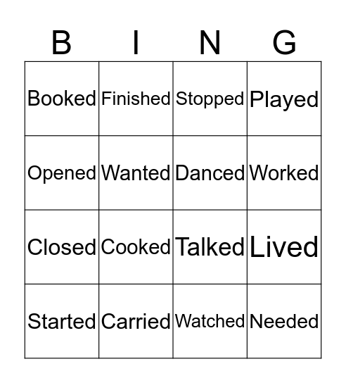 Regular Verbs Bingo Card