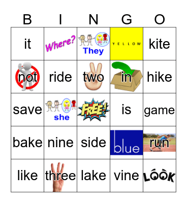 Sight Words Bingo Card