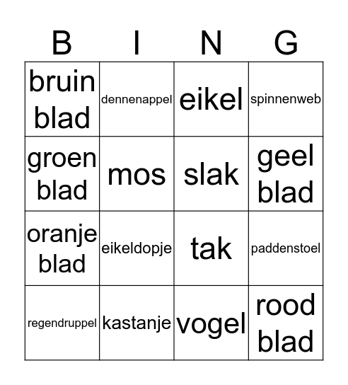 Herfstbingo! Bingo Card