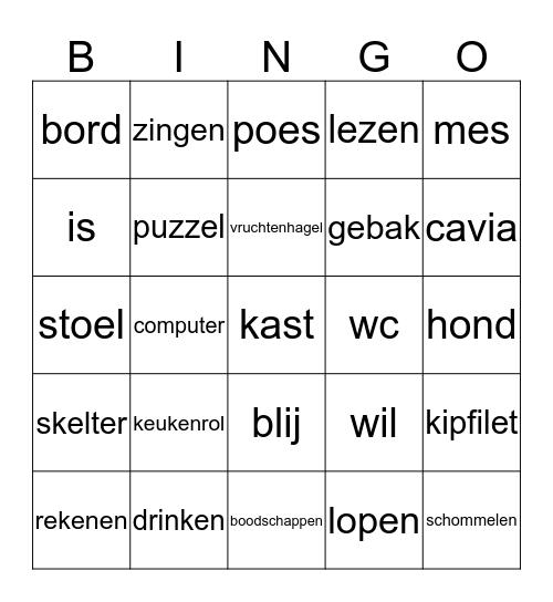 keukenrol Bingo Card