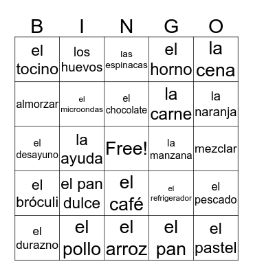 Vocab 6B Bingo Card