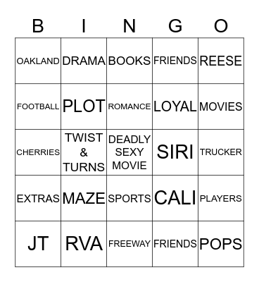 DEADLY SEXY MOVIE WEEKEND Bingo Card