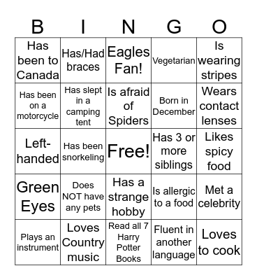 Adivosry Bingo Card