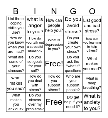 Dealing with Stress Bingo Card