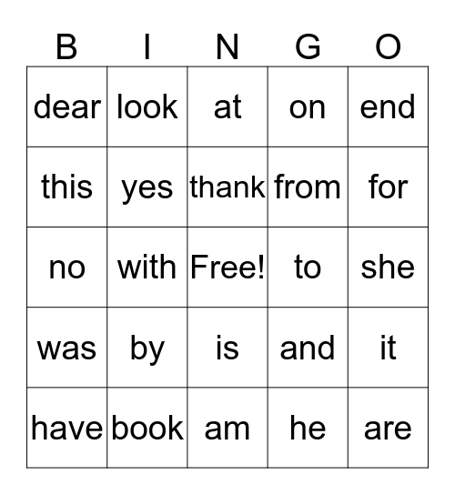 Purple Heart Words Vocabulary (Some yellow) Bingo Card