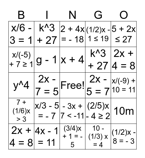 Translating Bingo!  Bingo Card