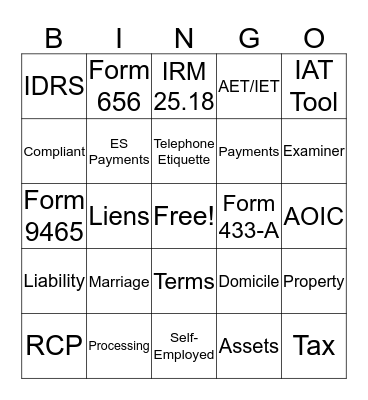 Let's Make an Offer! Bingo Card