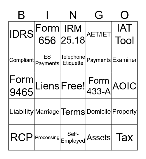 Let's Make an Offer! Bingo Card