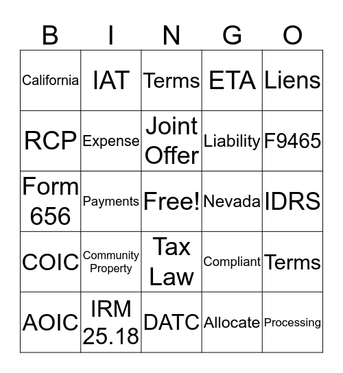 Let's Make an Offer! Bingo Card