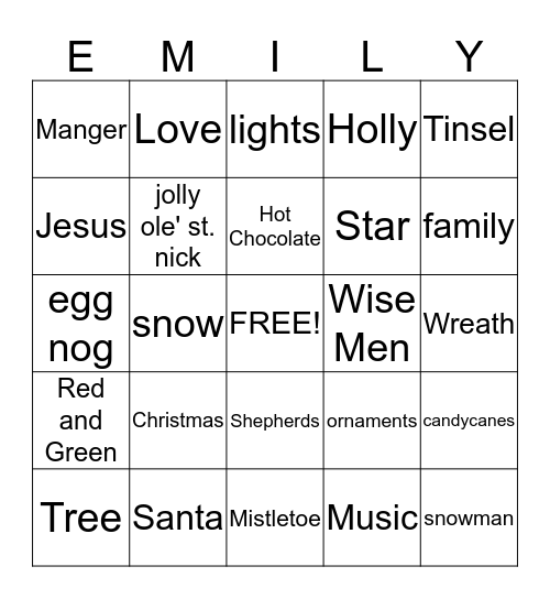 Christmas Bingo! Bingo Card