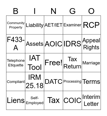 Let's Make an Offer Bingo Card