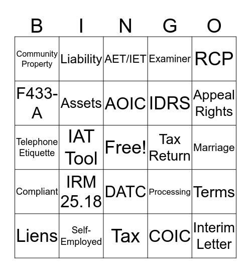 Let's Make an Offer Bingo Card