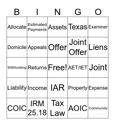 Let's Make an Offer ! Bingo Card