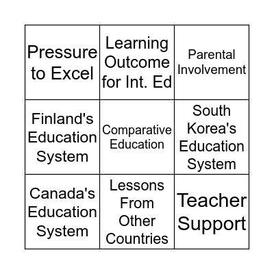International Education Bingo Card