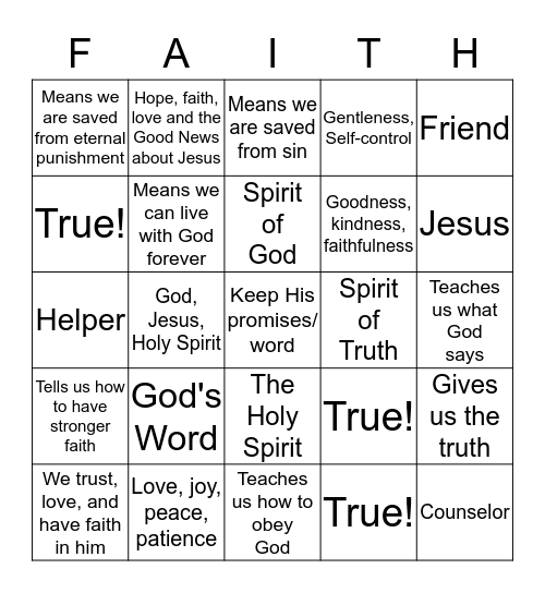 Faith Finders Bingo Card