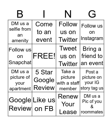 Campus Quarters Bingo Card