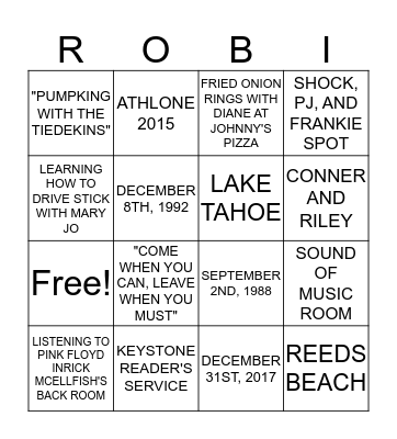 ROBIN'S 60TH BIRTHDAY BASH Bingo Card