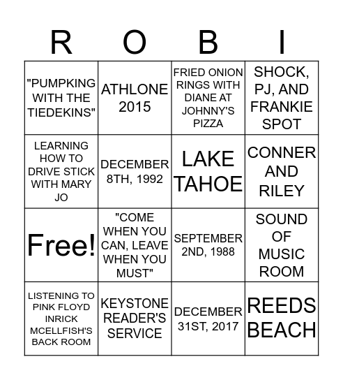 ROBIN'S 60TH BIRTHDAY BASH Bingo Card