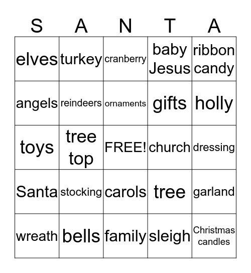 Christmas Bingo Card