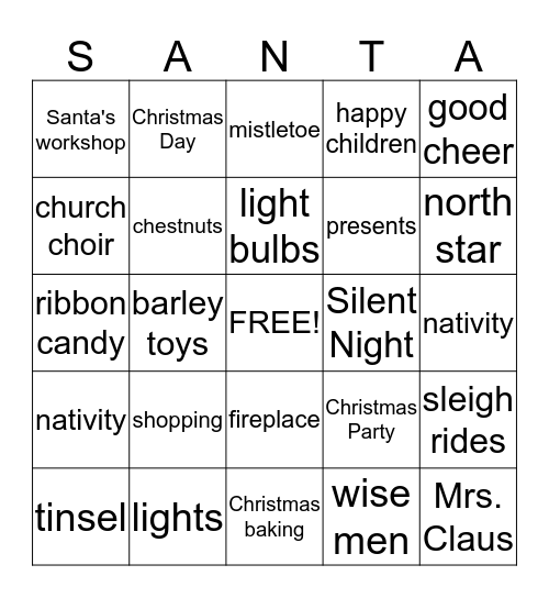 Christmas Bingo Card