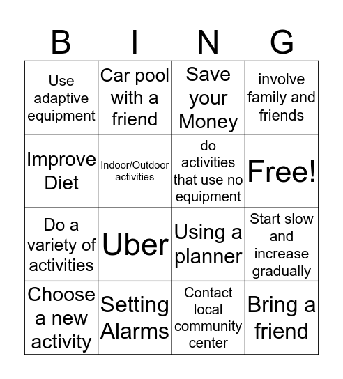 Solutions to Barriers Bingo  Bingo Card