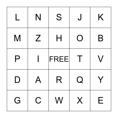 ABC Bingo Card