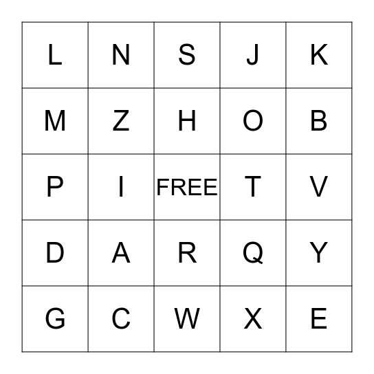 ABC Bingo Card