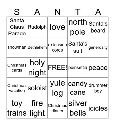 Christmas Bingo Card