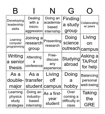 WiPA Bingo: Find someone who can talk about their experience... Bingo Card