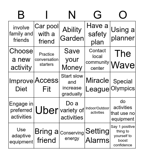 Solutions to Barriers Bingo  Bingo Card