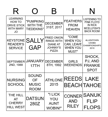 ROBIN'S 60TH BIRTHDAY BASH Bingo Card