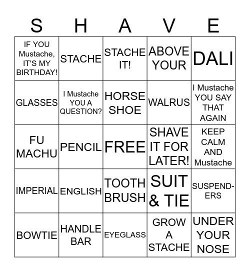 Mustache about your  Bingo Card