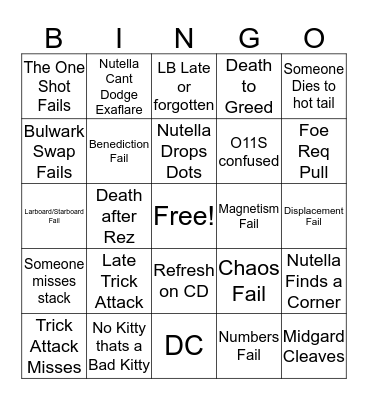 The Wipe Fest Bingo Card