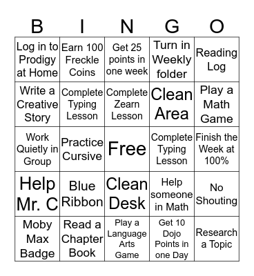 Quinn's Bingo Challenge Board Bingo Card