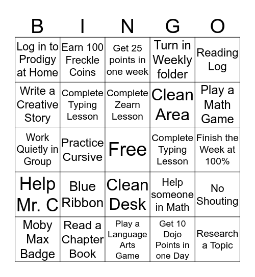 Quinn's Bingo Challenge Board Bingo Card