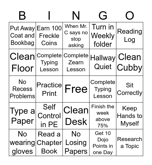Rapheal's Bingo Challenge Board Bingo Card