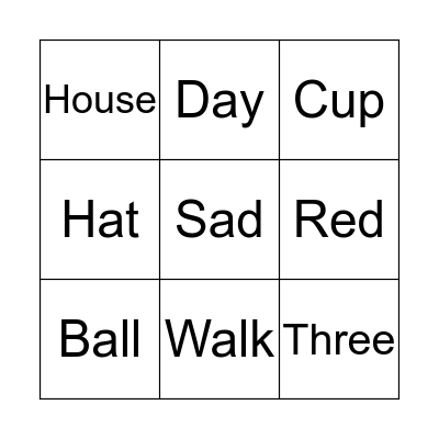 Rhyming Bingo Card