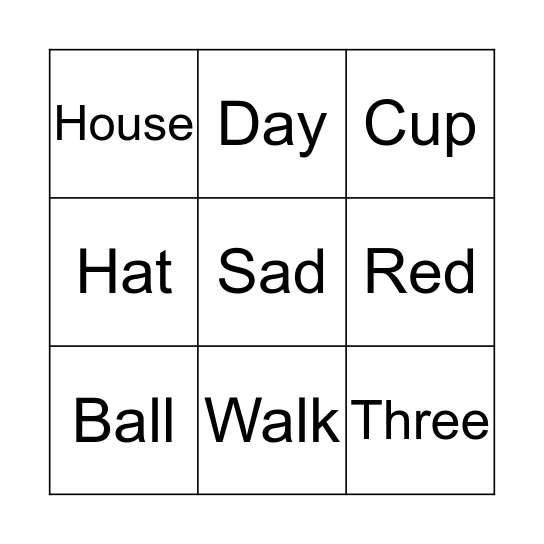 Rhyming Bingo Card