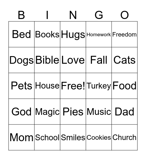 Elizabeth Bingo Card