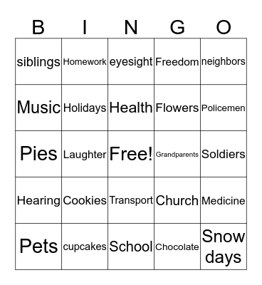 Timmy Bingo Card
